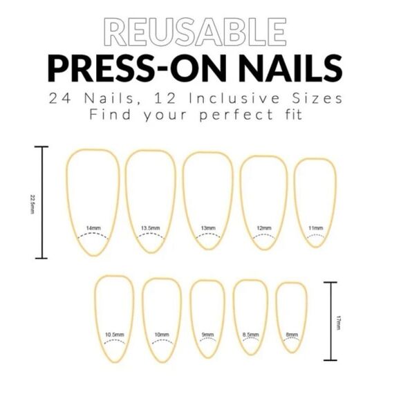24 pcs Acrylic Almond Press On Nail Set Reusable - Picture 7 of 7